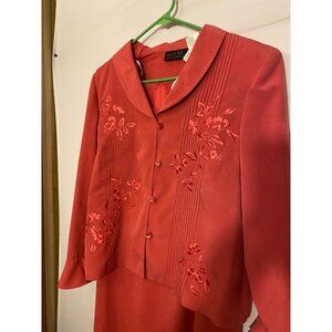 MHM 2 Piece Jacket Dress Peach Pink Midi Womens‎ Size 12 Large